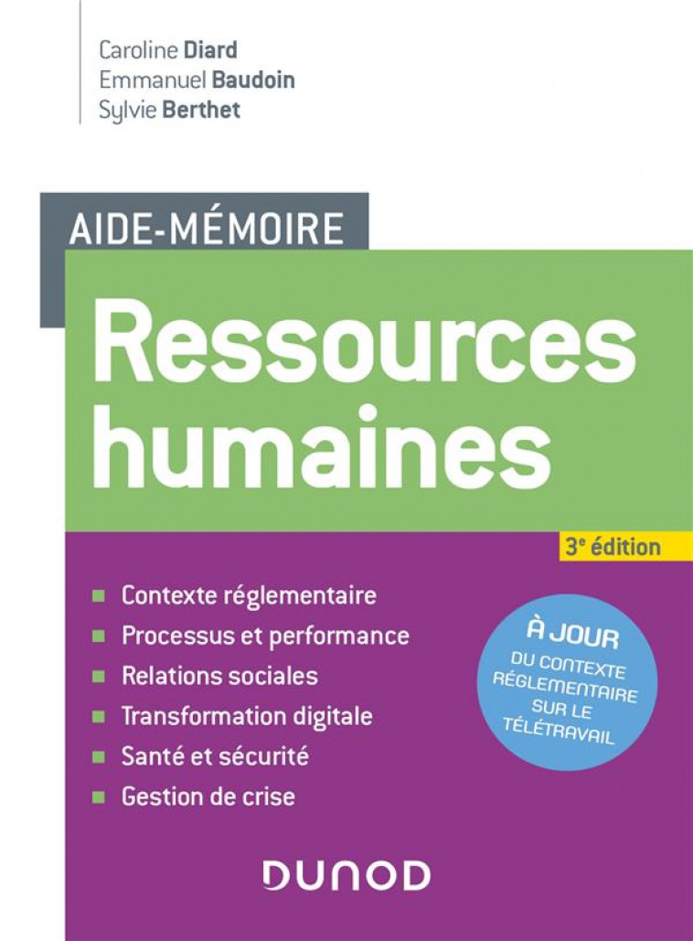 AIDE-MEMOIRE - RESSOURCES HUMAINES - 3E ED. - DIARD/BAUDOIN - DUNOD