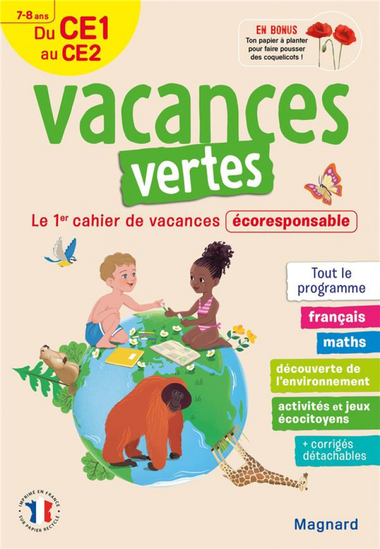 CAHIER DE VACANCES 2023, DU CE1 VERS LE CE2 7-8 ANS - VACANCES VERTES - LE PREMIER CAHIER DE VACANCE - FOREST AUDREY - MAGNARD