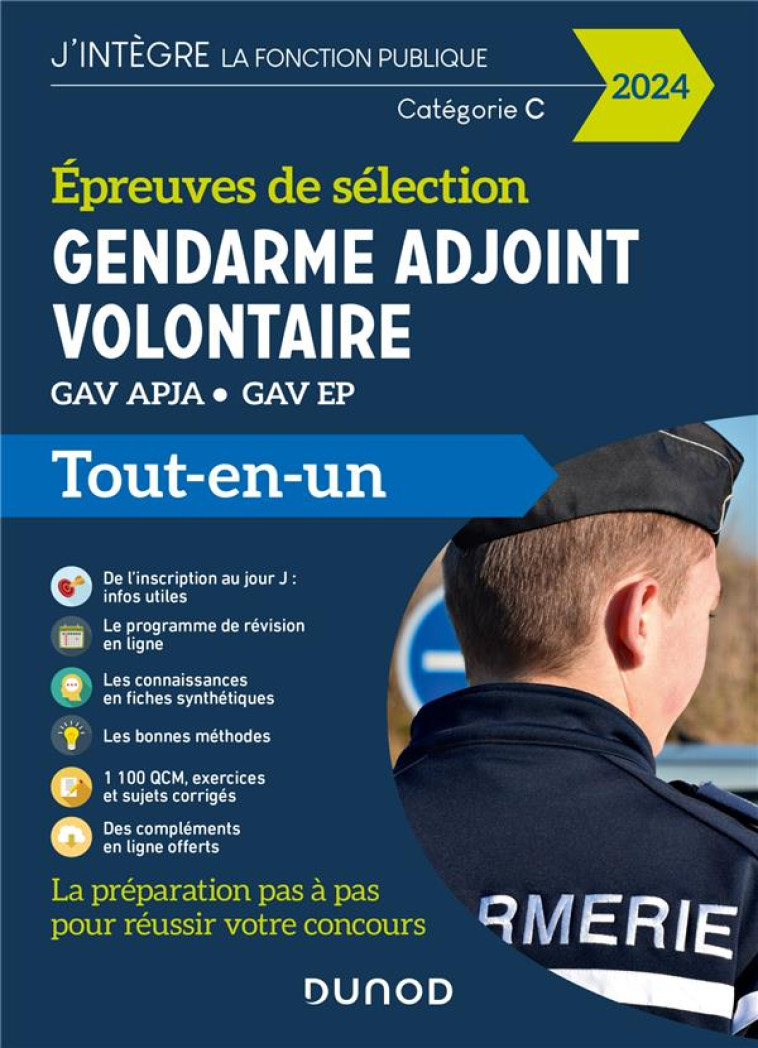 EPREUVES DE SELECTION GENDARME ADJOINT VOLONTAIRE : GAV APJA - GAV EP  -  TOUT-EN-UN (EDITION 2024) - PRIET/PELLETIER - DUNOD